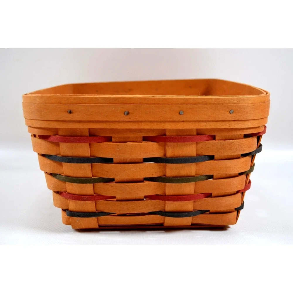 Longaberger 1997 Heartland Medium Square Basket W/ Multicolor Accent Weave
